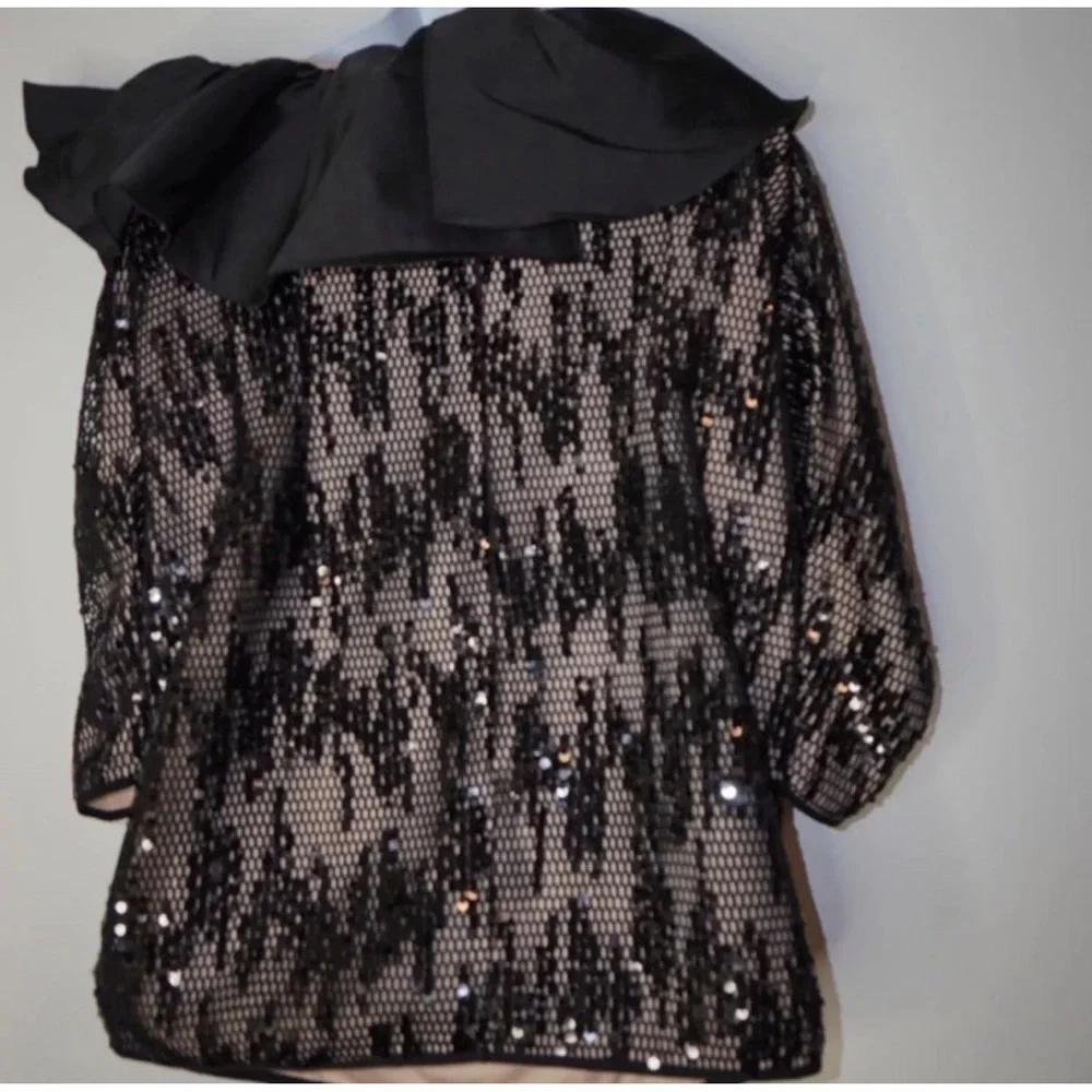 ASOS Luxe Curve Sequin Lace Ruffle Mini Dress Size: 22 NWT - Picture 8 of 10
